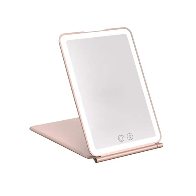 Foldable LED Touch Screen Makeup Mirror