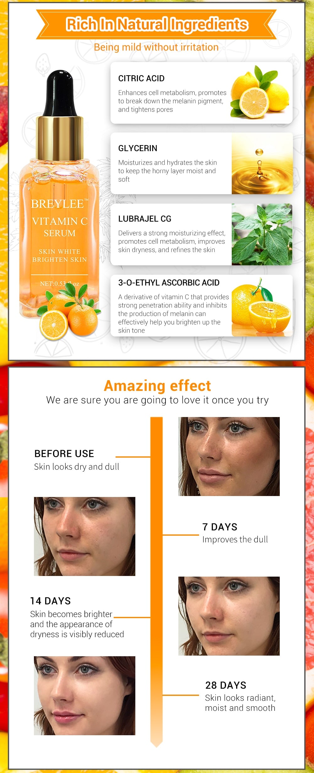 Vitamin C Whitening & Brightening Face Serum 15ml Language