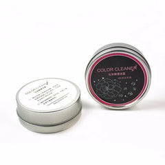 Silicone Makeup Brush Cleaner Mat Language with COLOR CLEANER tins for easy makeup brush cleaning and maintenance.