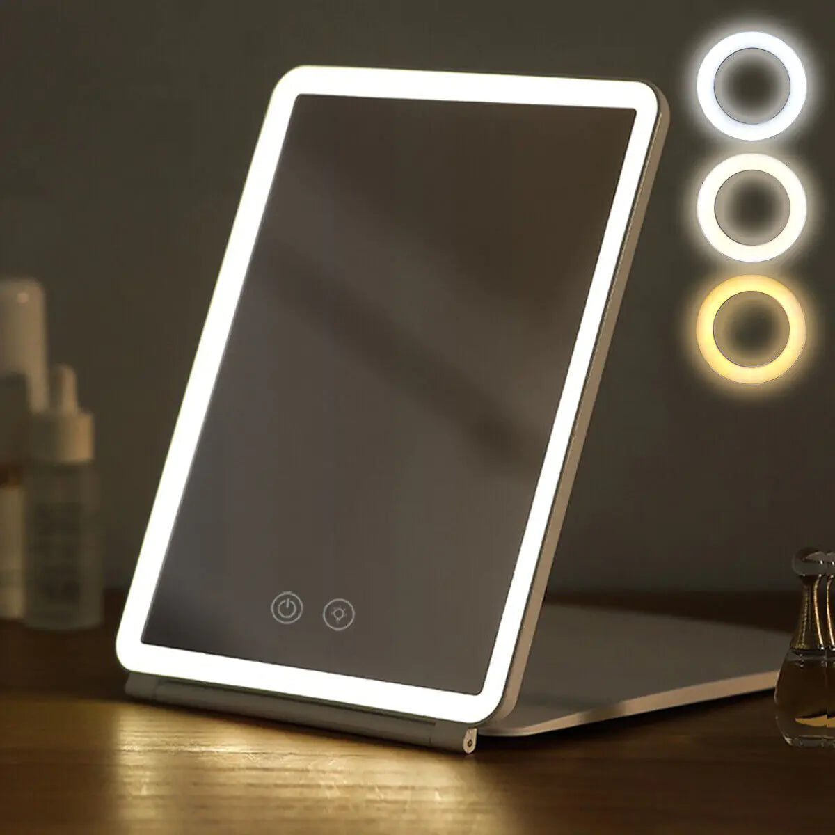 Foldable LED Touch Screen Makeup Mirror