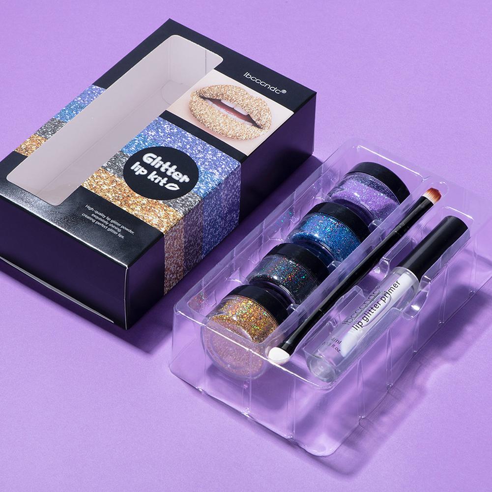 Glitter Lip Gloss Kit Waterproof Long Lasting Shiny Diamond Lip Makeup